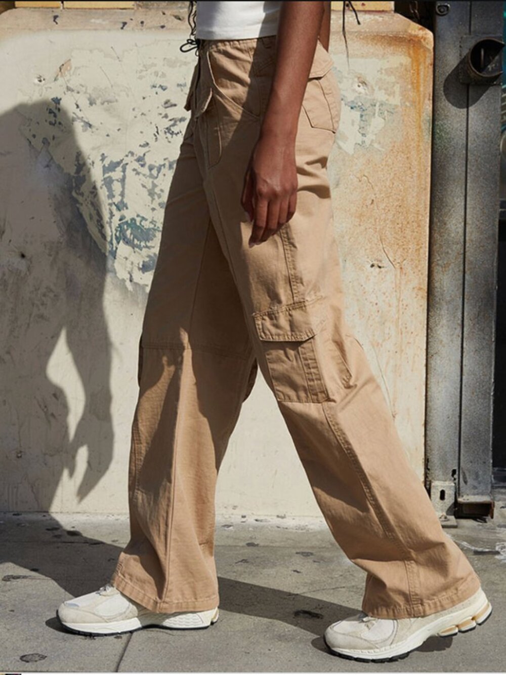 Brandy Melville Kim Cargo Pants Light Brown 100% Cotton Baggy
